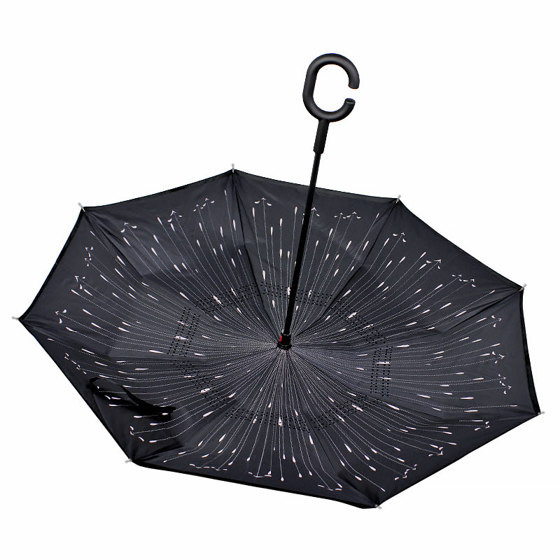 

Зонт наоборот Lesko Up-Brella Метеоритный дождь с рисунком брендовый ветрозащитный ручка Hands-free (K/OPT2-2907-13280)