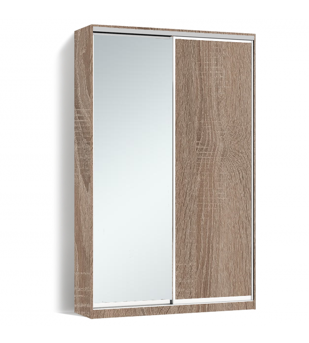

Шкаф-купе Алекса-Д 240х45x120 Дуб трюфель фасады ДСП+Зеркало профиль Серебро