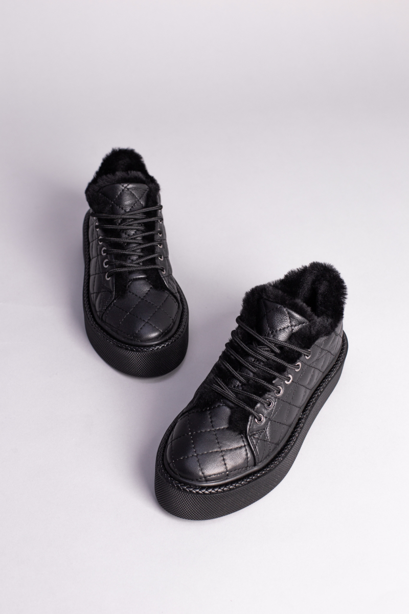 

Кеди жіночі шкіряні зимові LuxuryShoes 8508з/38 (24-24,5 см) Чорні