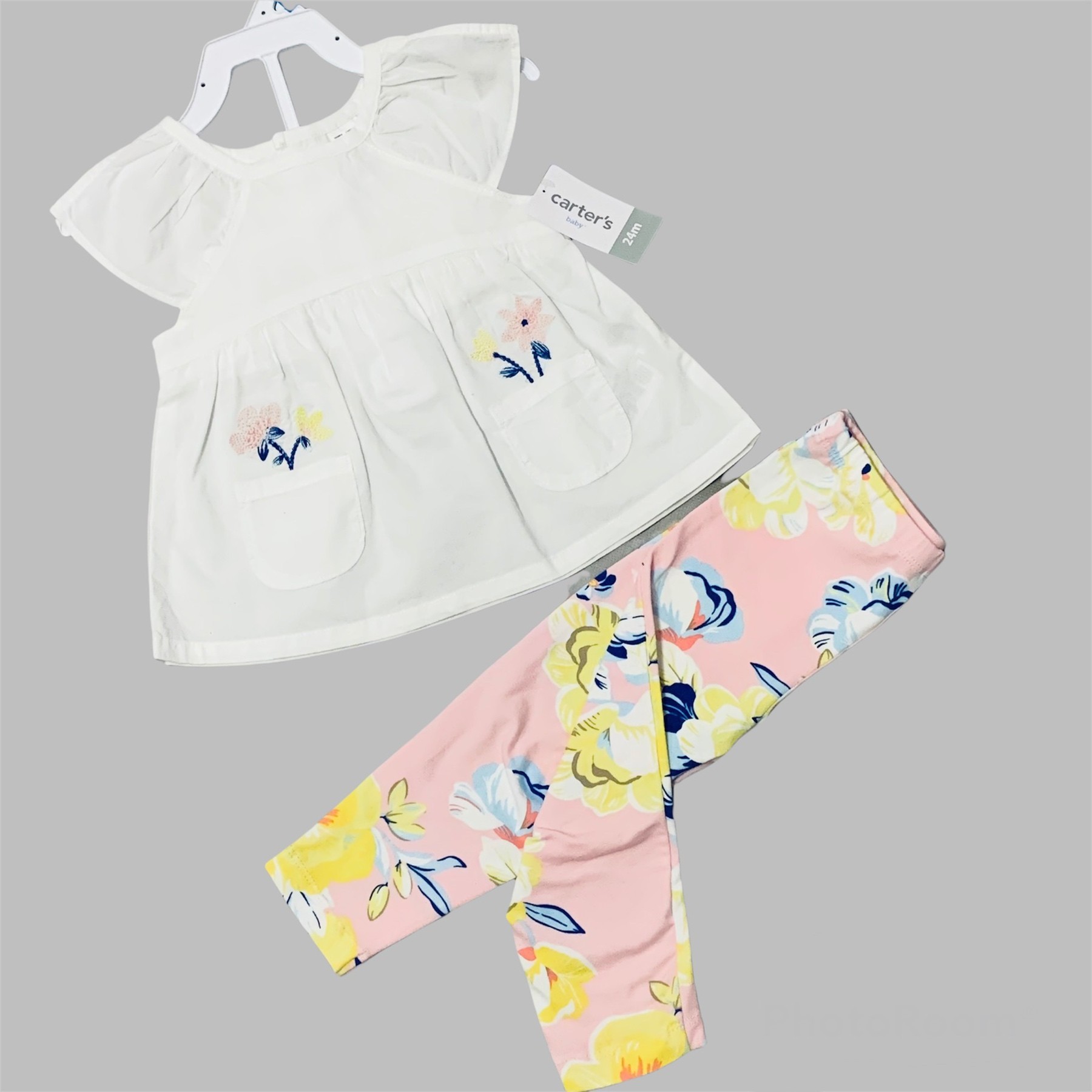 

Комплект ( туника + лосины) Carters 81-86 см Белый/розовый