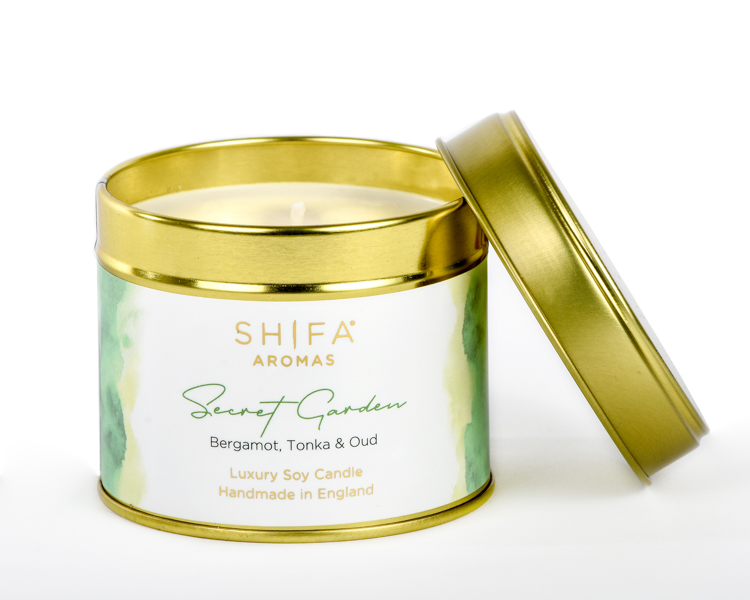 

Свеча Shifa Aromas Тайный сад 200 г в жестяной баночке