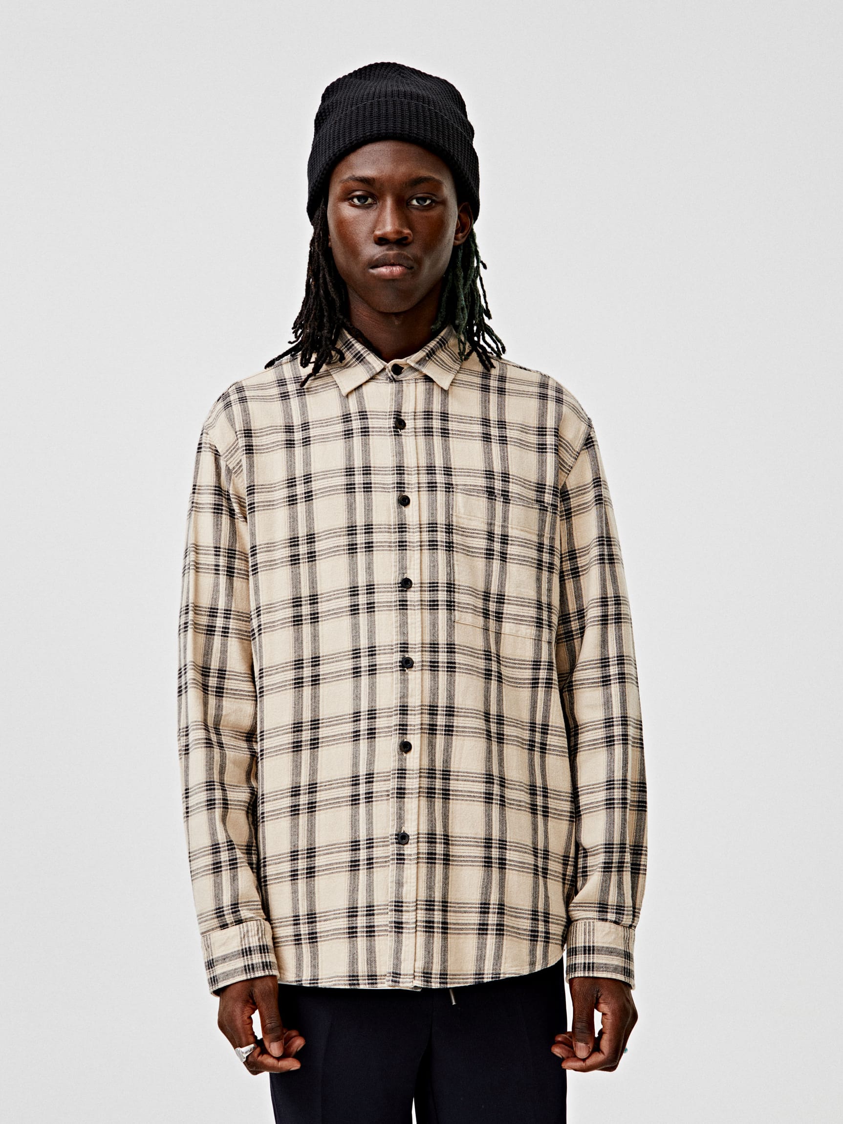 

Рубашка Pull & Bear 5474/502/733 S Бежевая в клетку