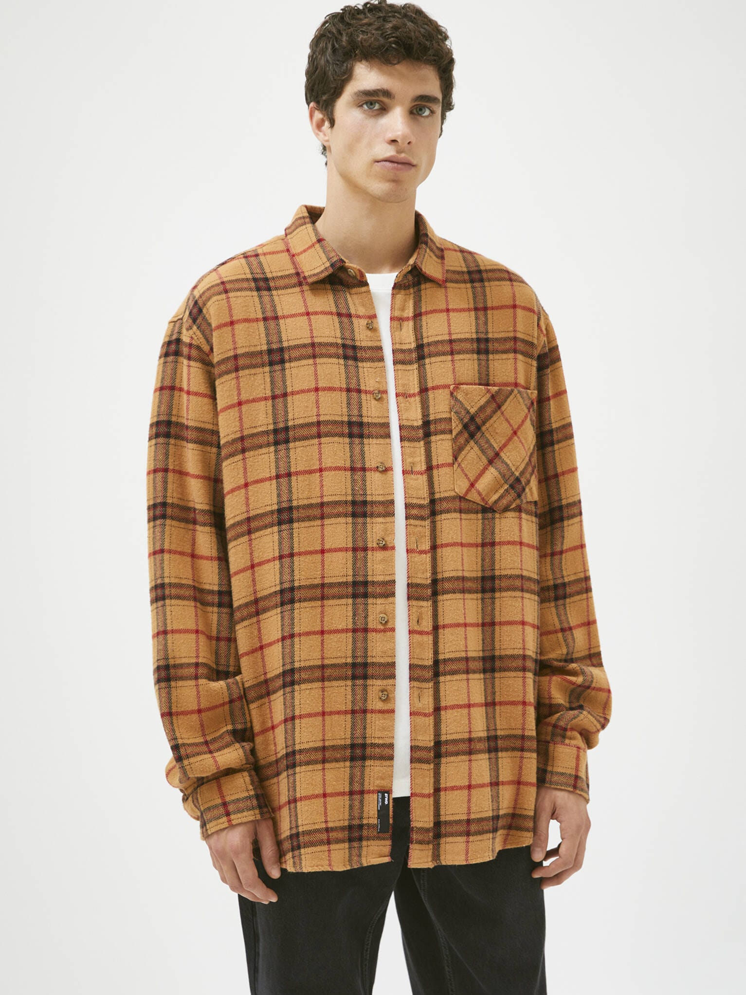 

Рубашка Pull & Bear 9470/530/751  Горчичная в клетку, Рубашка Pull & Bear 9470/530/751 M Горчичная в клетку