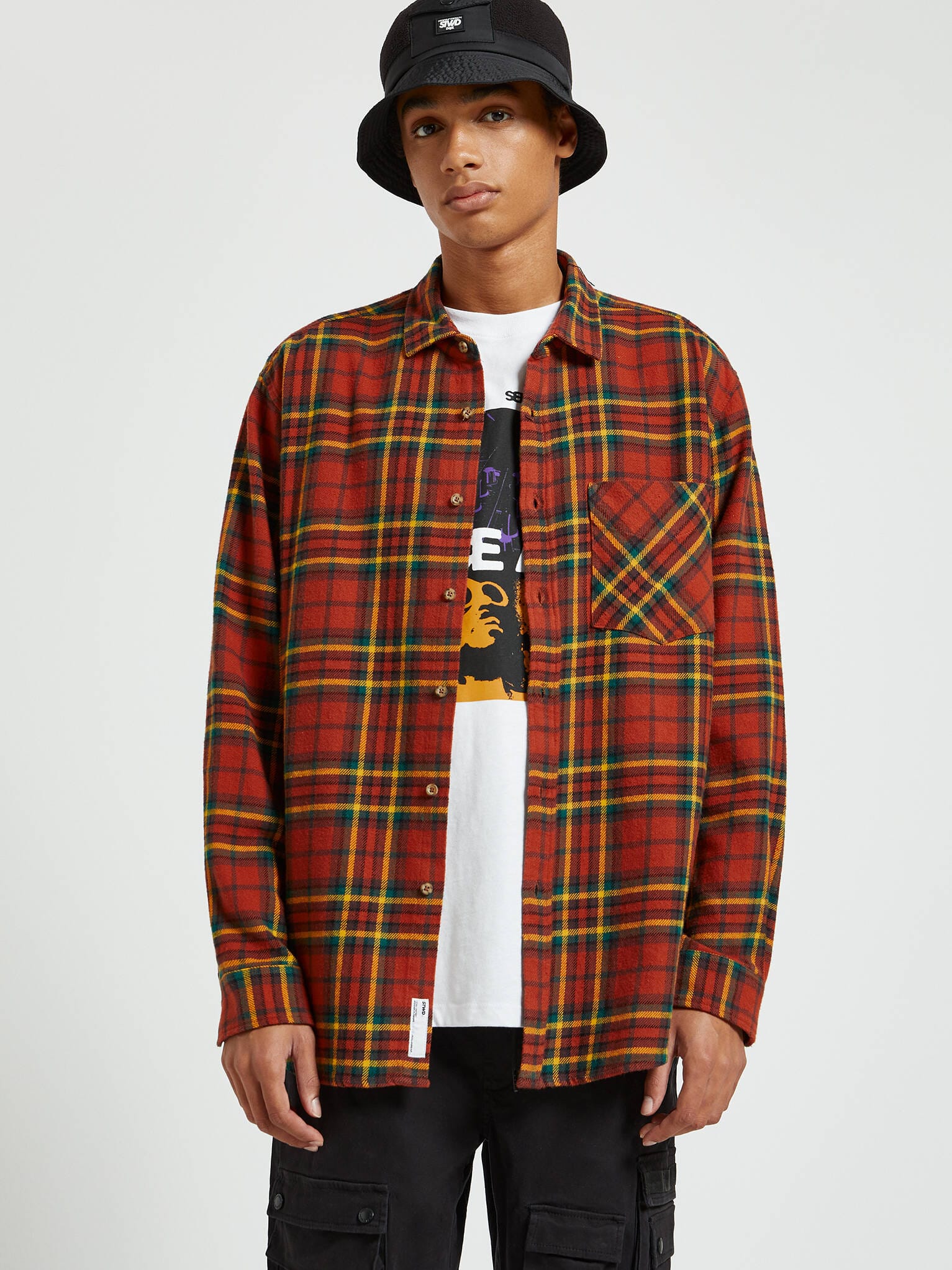 

Рубашка Pull & Bear 9470/535/615 L Кирпичная в клетку