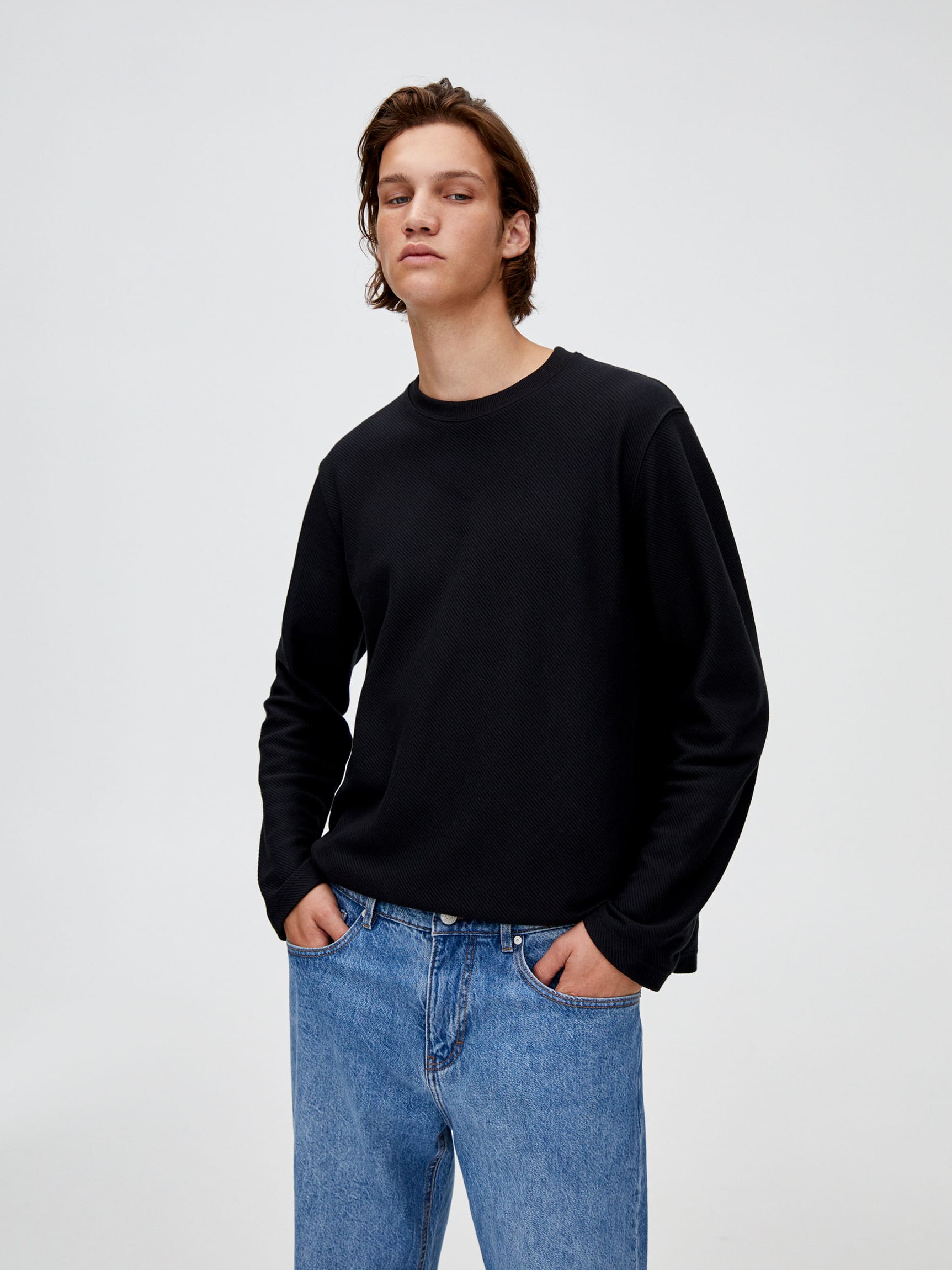 

Лонгслив Pull & Bear 9596/503/800  Черный, Лонгслив Pull & Bear 9596/503/800 XS Черный