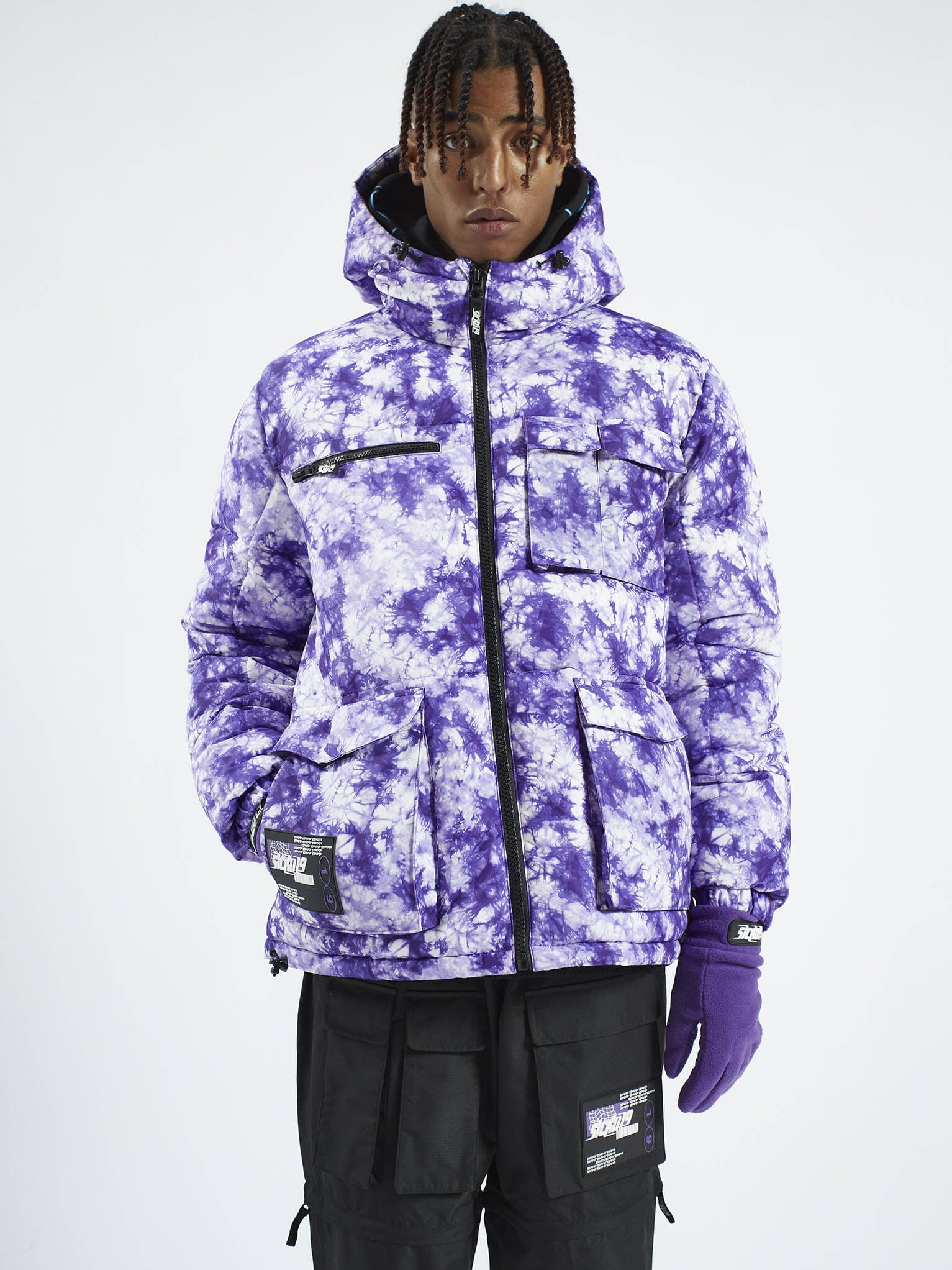 

Куртка Pull & Bear 9710/592/611 S Сиреневая с принтом