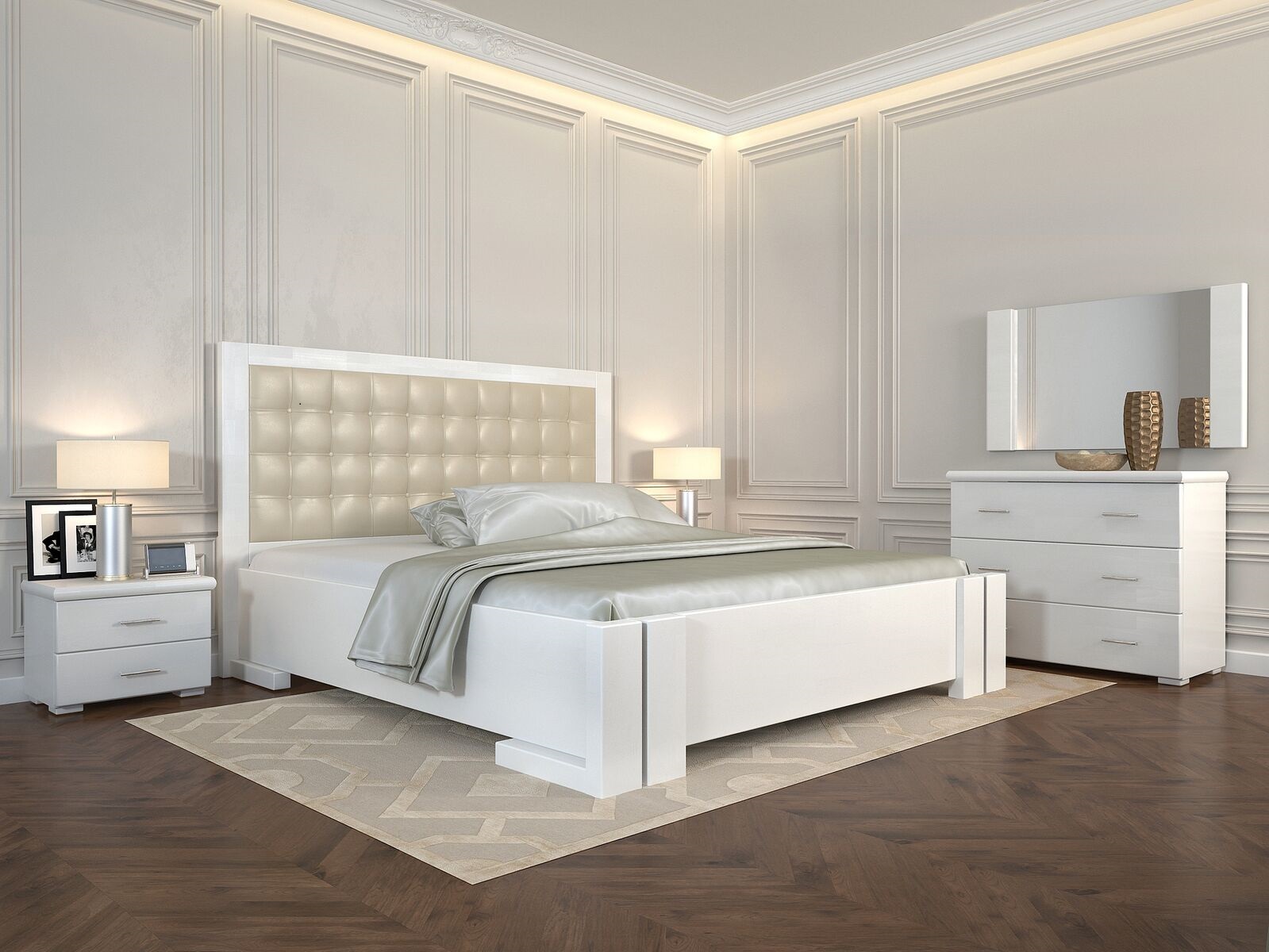 

Кровать Arbordrev Амбер квадраты без ПМ (120*200) бук Белый