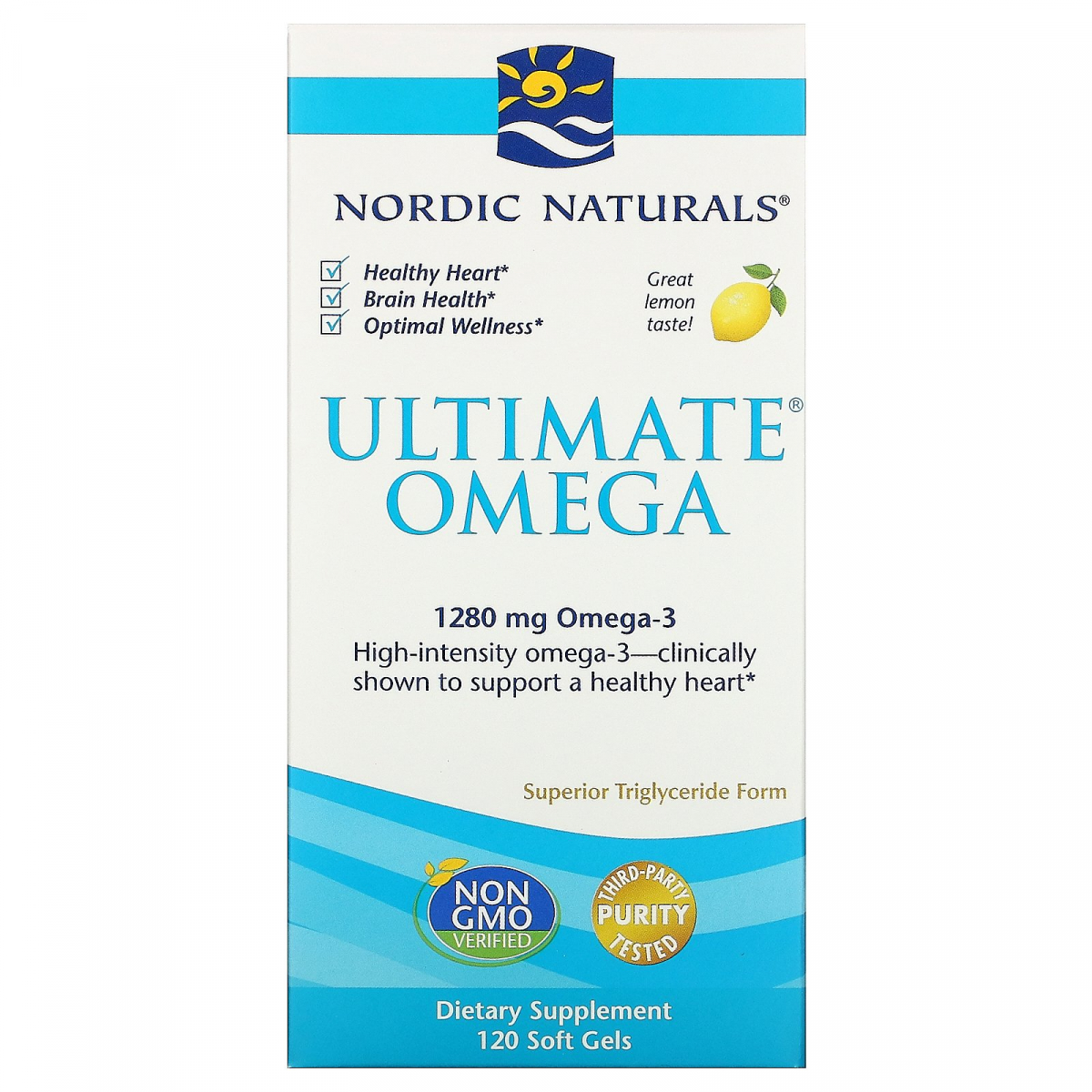 

Омега, лимон, Nordic Naturals, 1,280 мг, 120 желатиновых капсул