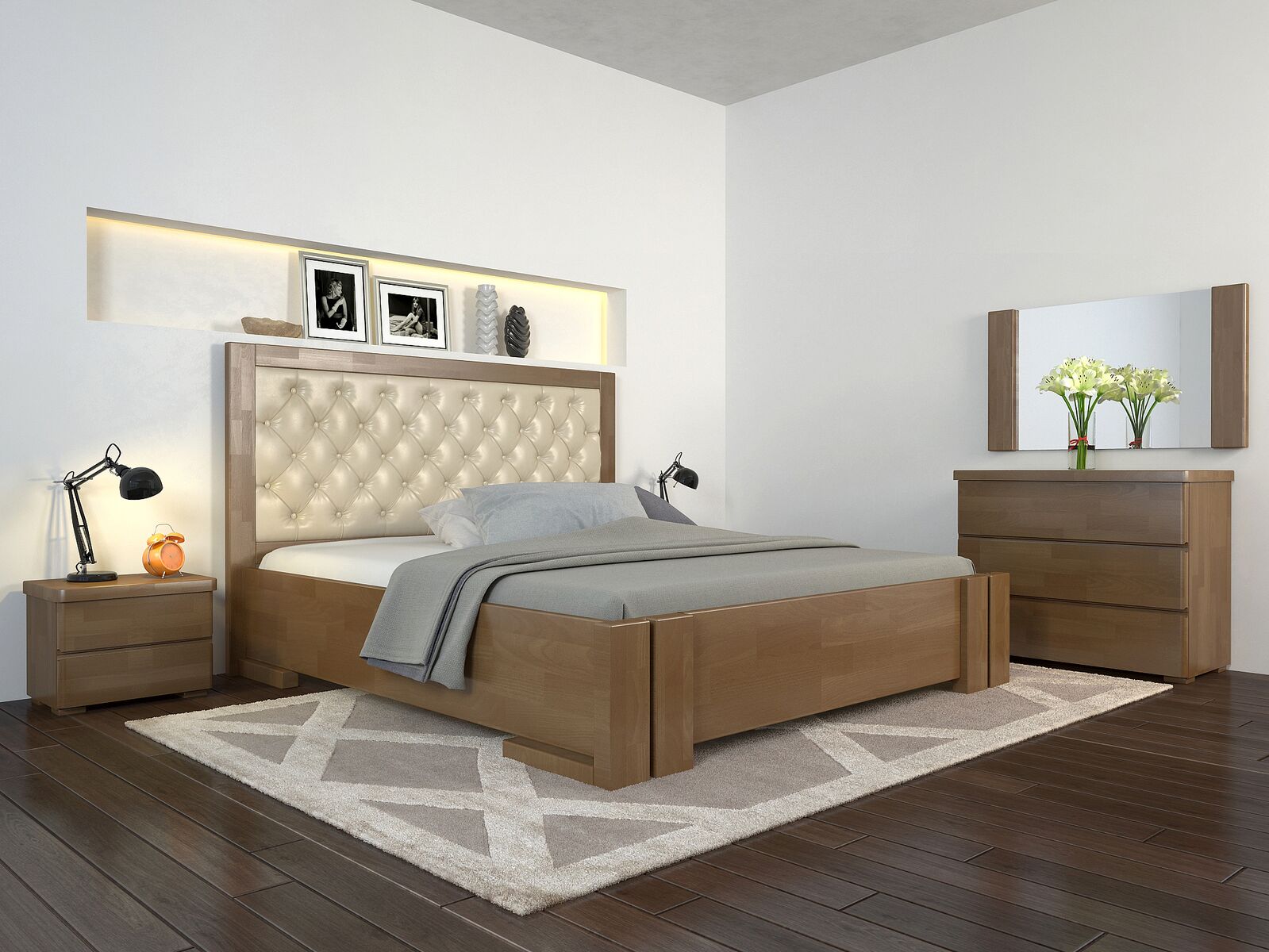 

Кровать Arbordrev Амбер ромбы без ПМ (180*200) бук Орех
