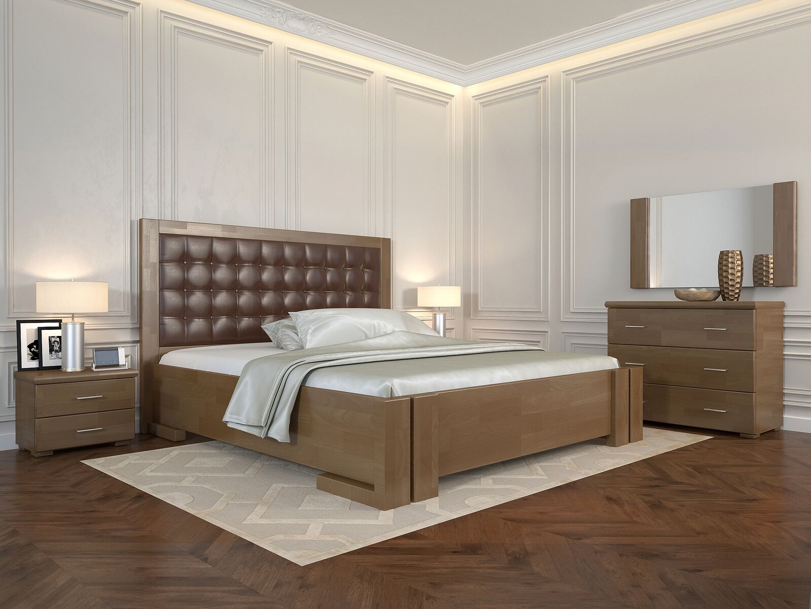 

Кровать Arbordrev Амбер квадраты без ПМ (180*190) сосна Орех