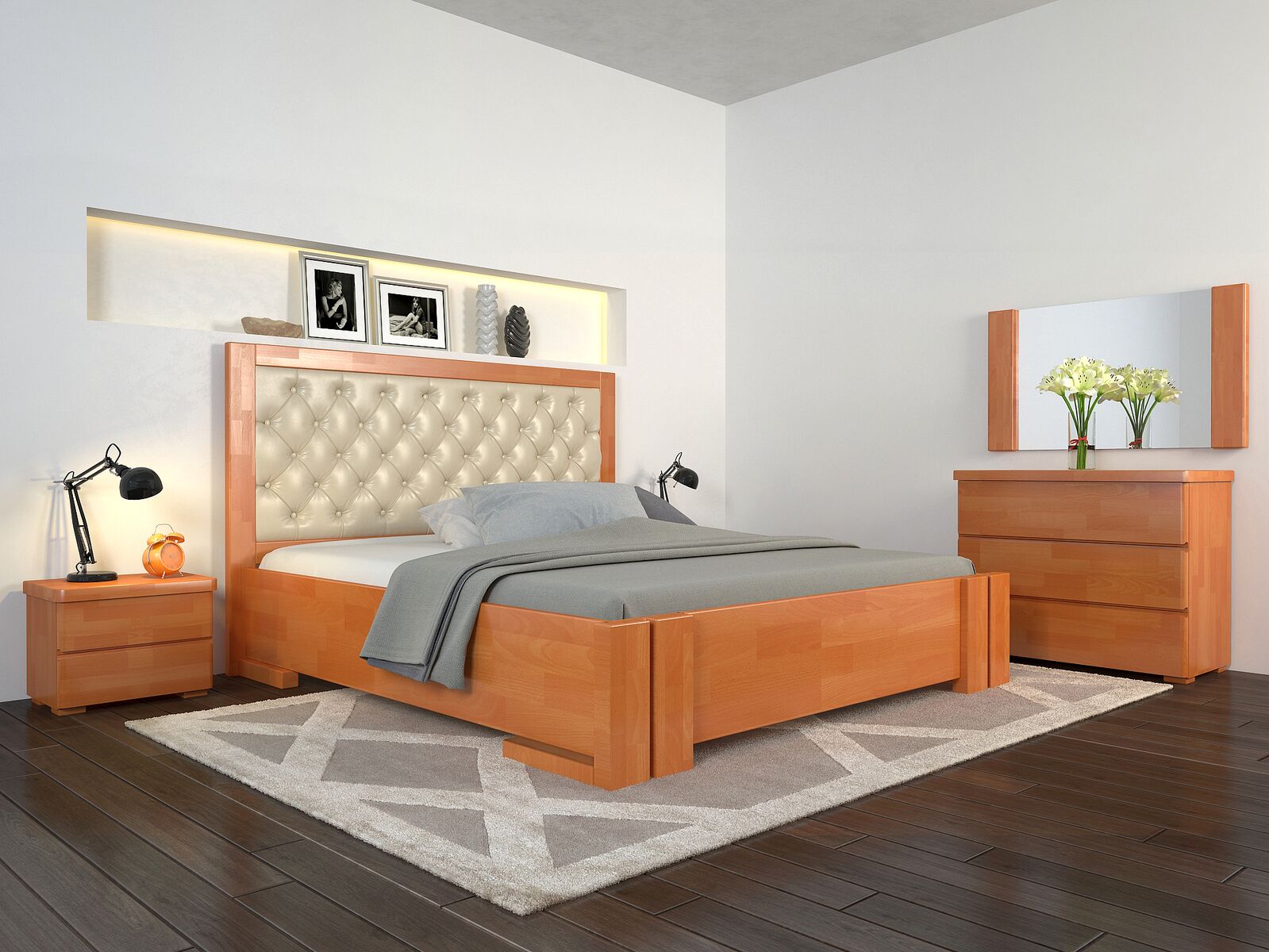 

Кровать Arbordrev Амбер ромбы без ПМ (140*200) бук Ольха