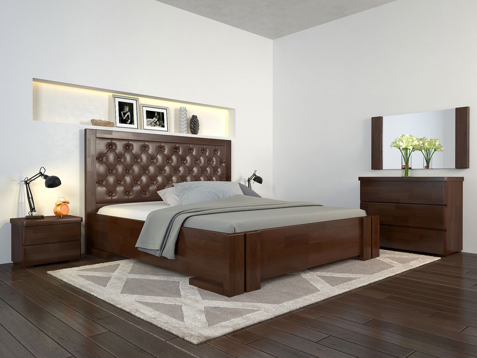 

Кровать Arbordrev Амбер ромбы без ПМ (160*200) бук Тёмный орех