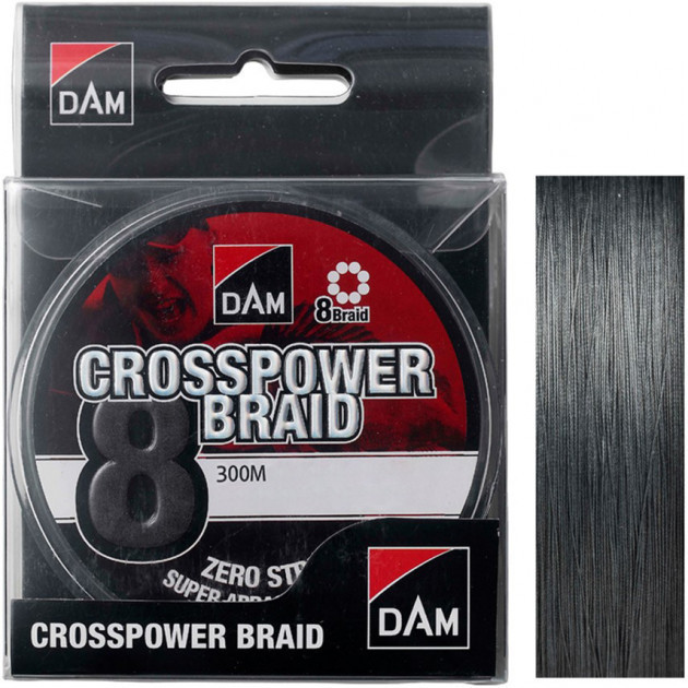 

Шнур рыболовный DAM Crosspower 8-Braid 300 м 0.22 мм 13.5 кг 30 Lb Dark Grey
