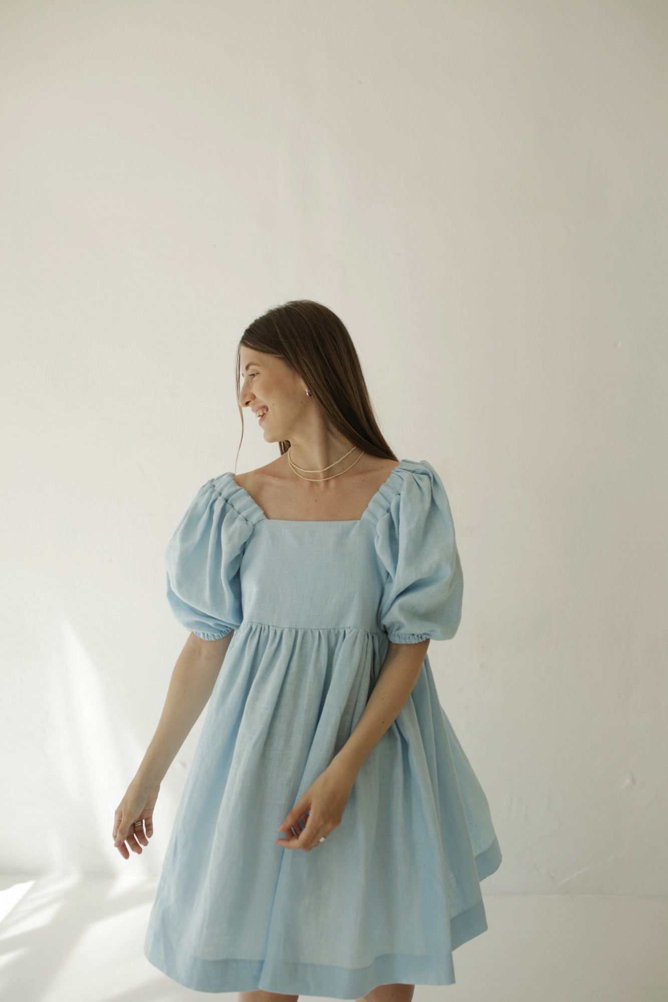 

Платье Meido голубое льняное onesize