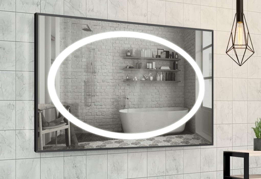 

Зеркало в алюминиевой раме c LED подсветкой Smart Mirror сенсорное Carpi-R 100 x 120 см Прямоугольное