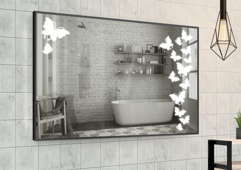 

Зеркало в алюминиевой раме c LED подсветкой Smart Mirror сенсорное Alessandria-R 80 x 120 см Прямоугольное