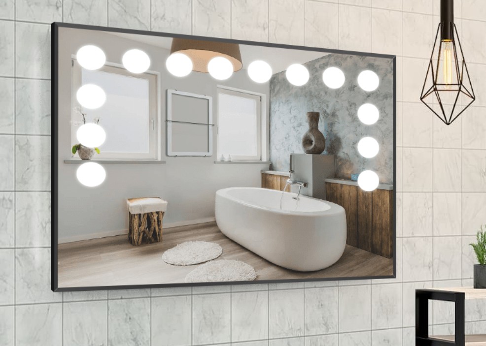 

Зеркало в алюминиевой раме c LED подсветкой Smart Mirror сенсорное Carrara-R 70 x 110 см Прямоугольное
