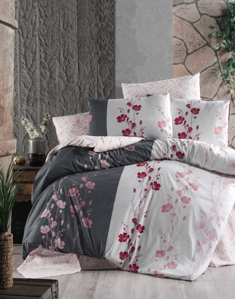 

Постельный комплект ранфорс First Choice R-371 Camelia anthracite евро m017470