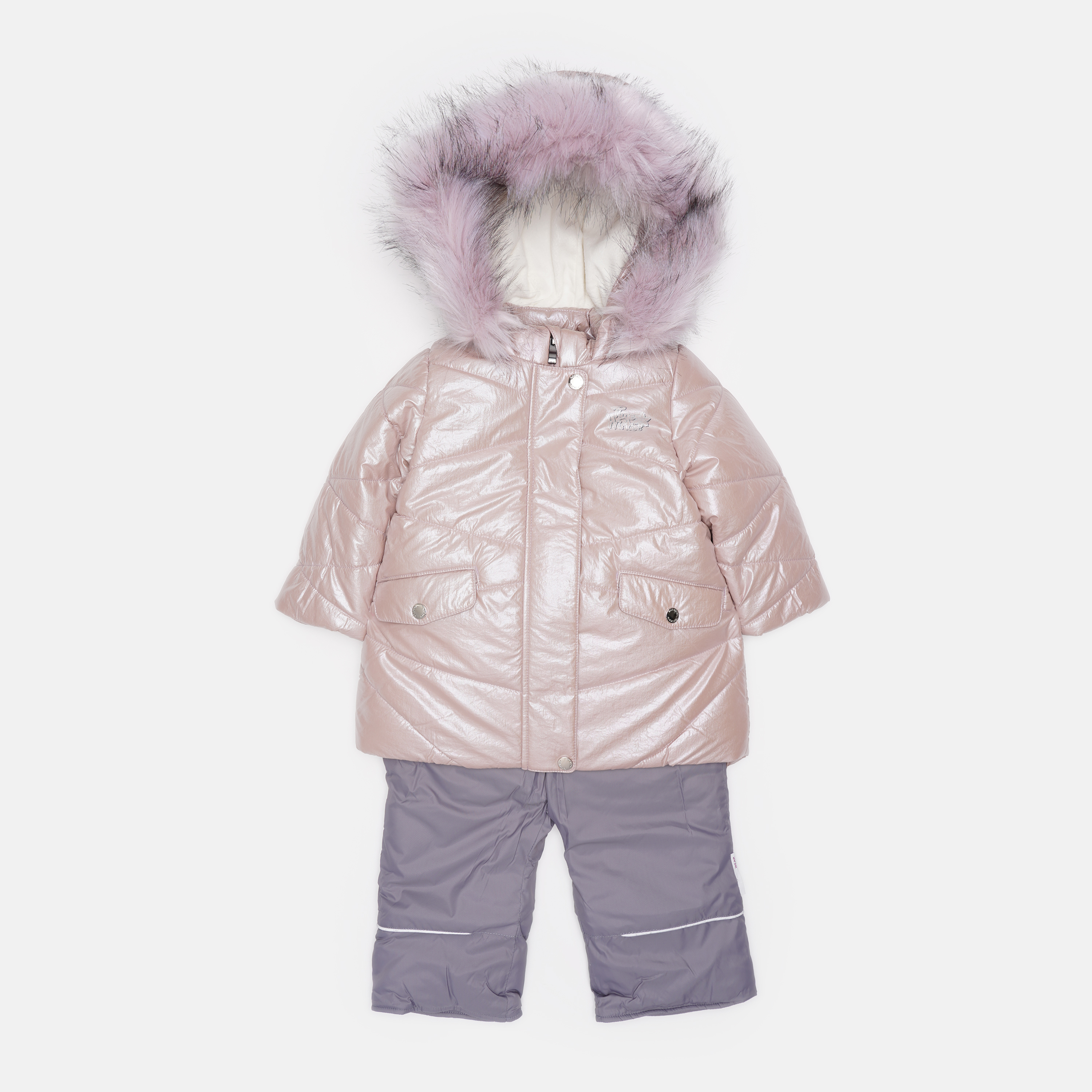 Акція на Зимний комплект (куртка + полукомбинезон) Evolution 30-ЗД-19 80 см Перламутровый розовый/Серый (4823078564870) від Rozetka UA