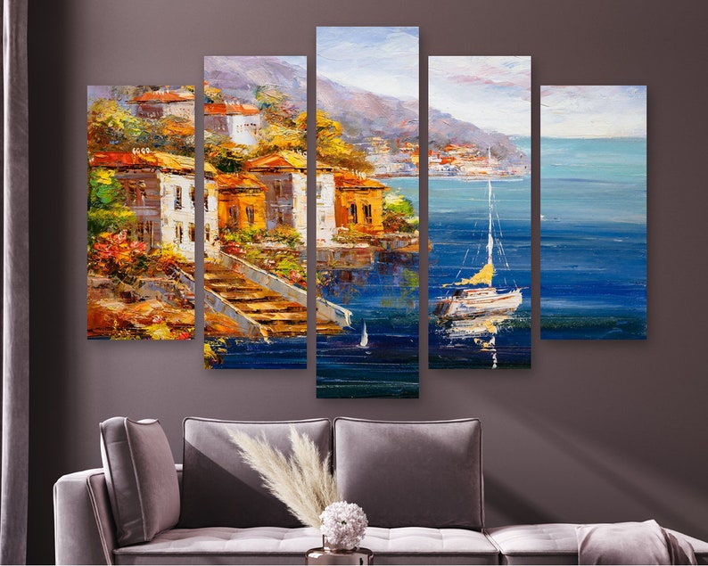 Модульная картина на холсте из пяти частей Приморский пейзаж 187x119 см