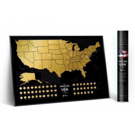 

Скретч карта Travel Map of the USA 1DEA.me 60х40 см Черно-золотой 000141578