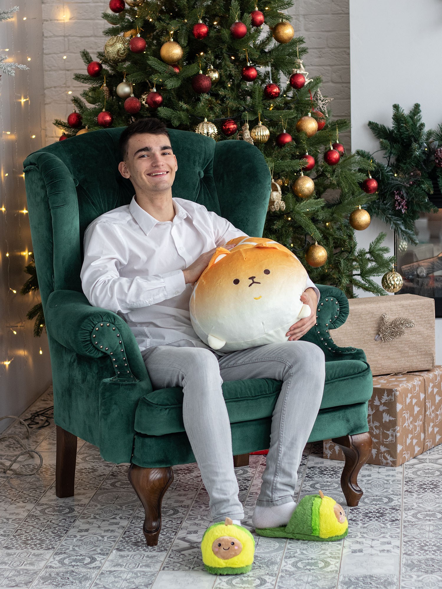 

Мягкая плюшевая игрушка подушка Loveocado котик-собачка 45 см