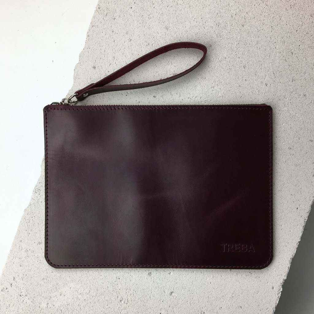 

Кожаный клатч на молнии TREBA 60020 Бордовый