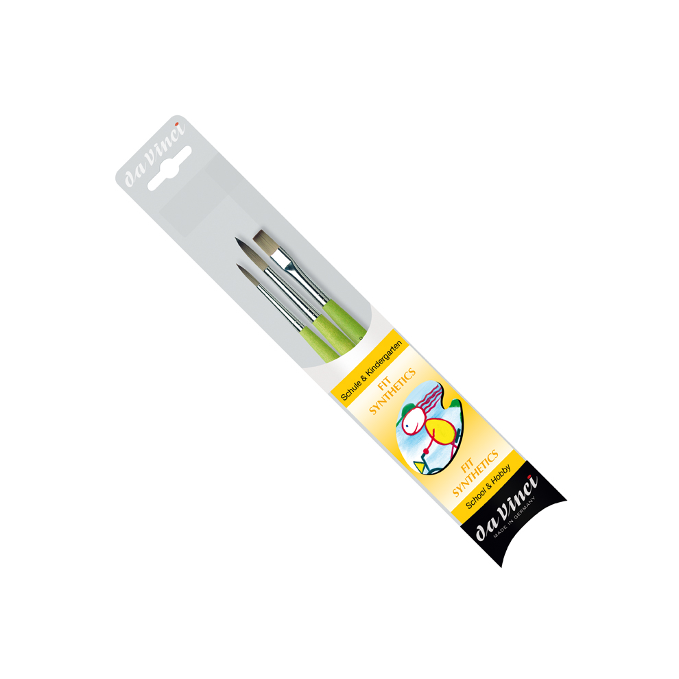 

Набор синтетических кистей DaVinci FIT Synthetics (373 № 4, 8; 374 № 8) для школы и хобби 3 шт.