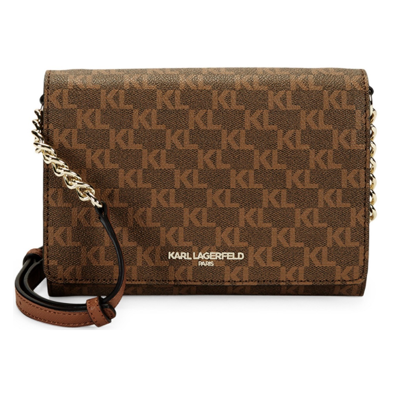 

Женская сумка Karl Lagerfeld Paris Connie Logo Printed Crossbody Bag коричневая
