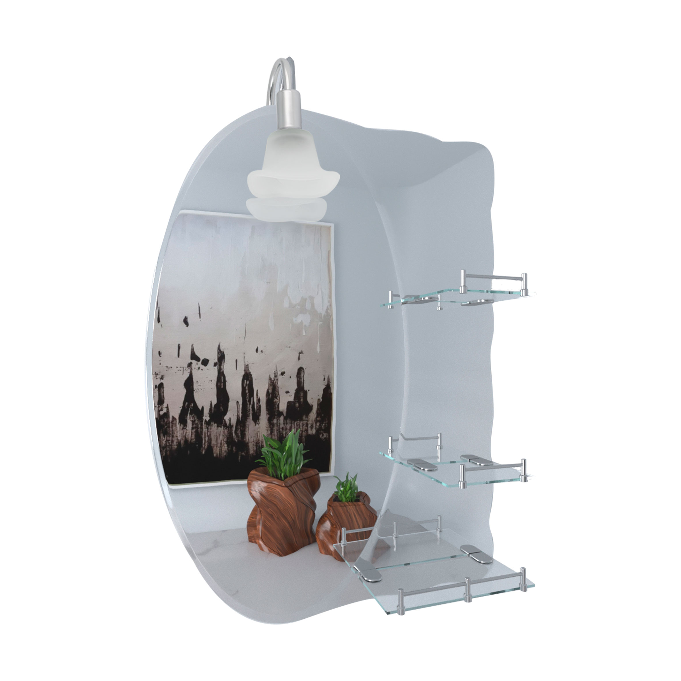 

Зеркало Lidz 140.07.05 с 3-мя полками 480х720х100