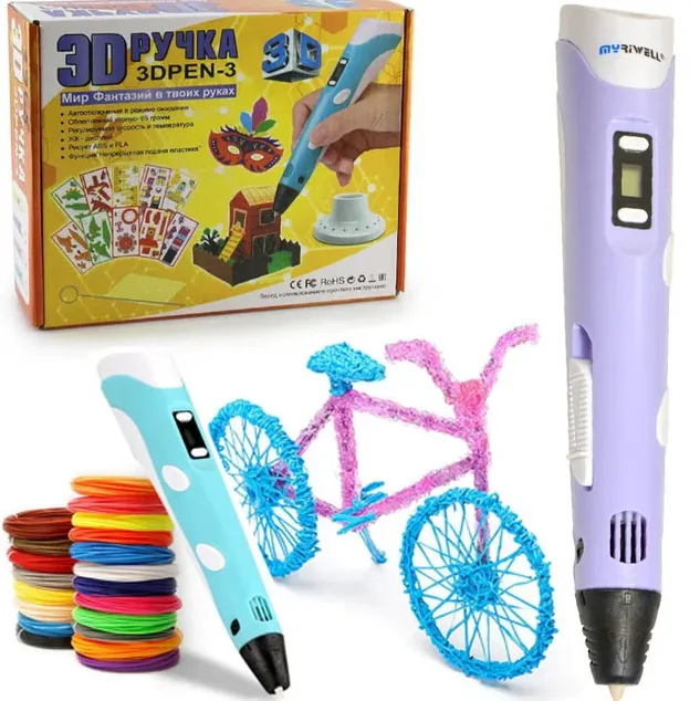 

Детская 3D ручка для рисования с трафаретом 3D PEN-3