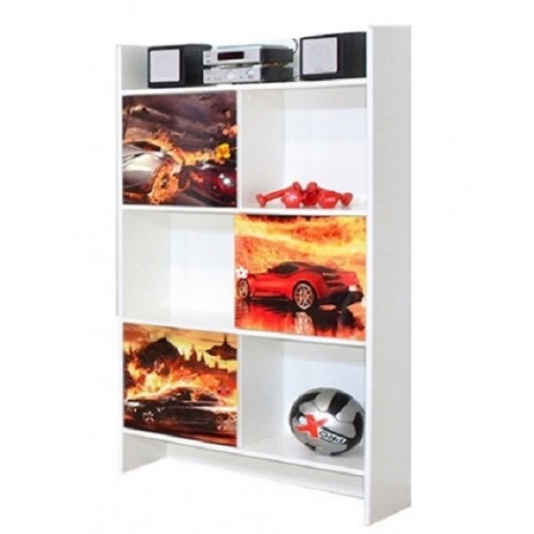 

Книжный шкаф Мульти Гонки 800*305*1500 из ДСП цвет Белый/Художественная печать Гонки Svit Mebliv