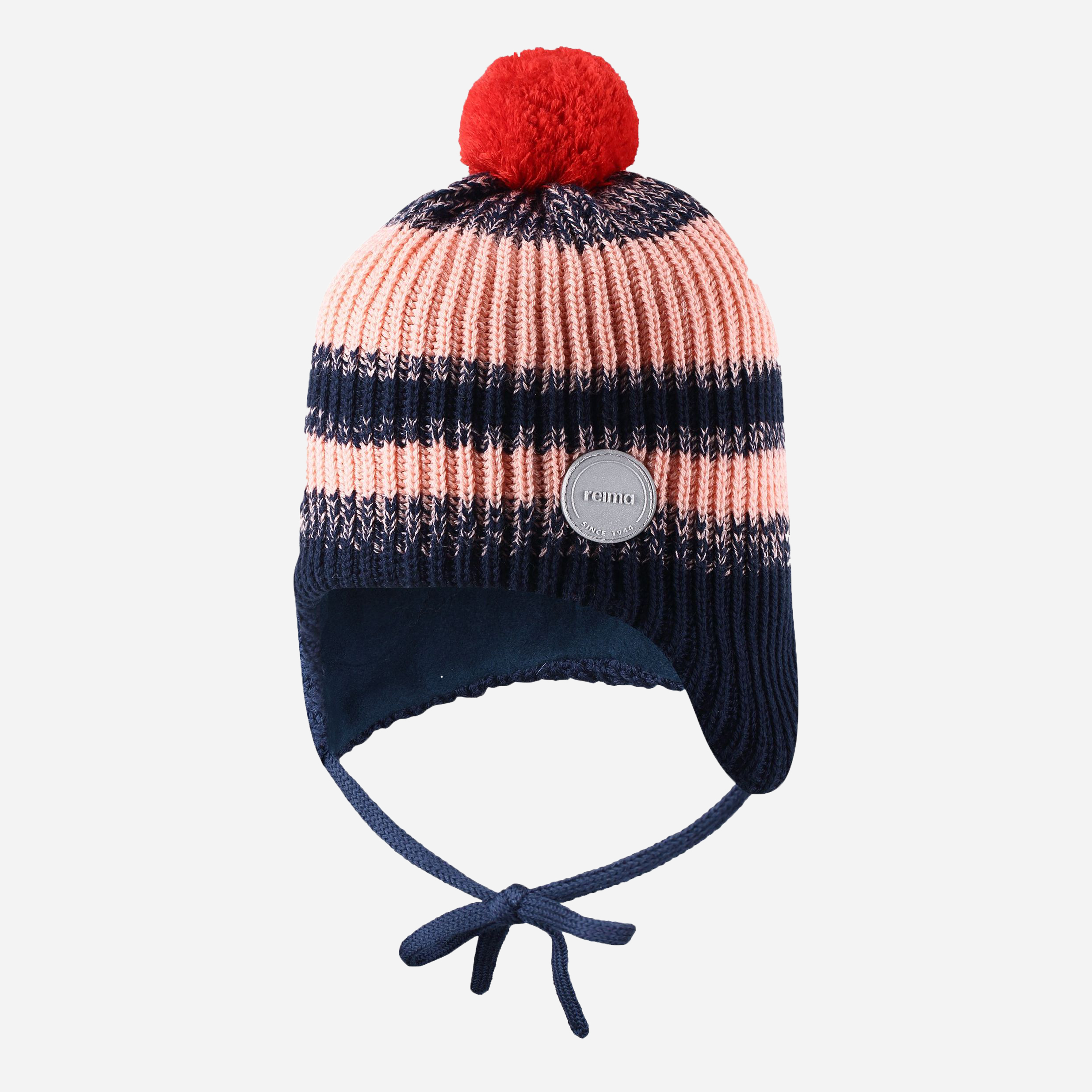 Акція на Дитяча зимова шапка в'язана на зав'язках з помпоном для дівчинки Reima Hiberna 518566-6982 46 см від Rozetka