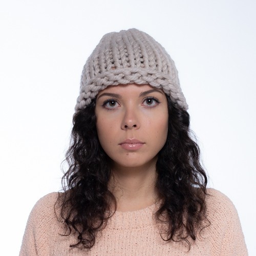 

Шапка женская зимняя з толстой пряжи PureWool Zefir Бежевый ZR11529HW