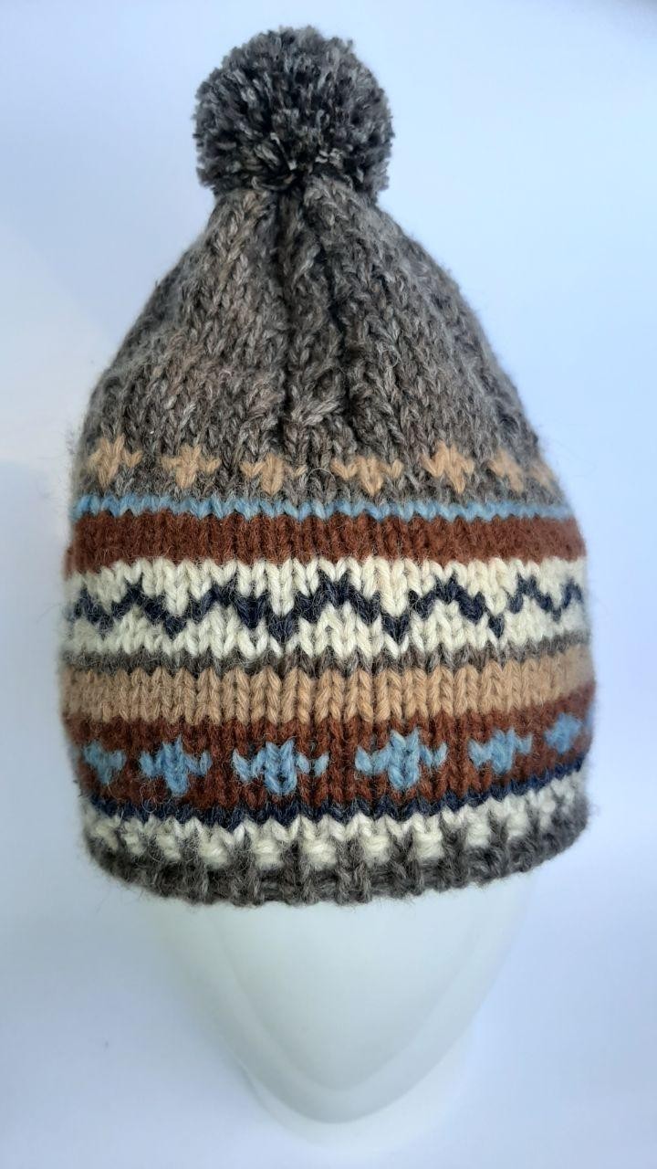

Шапка вязанная зимняя ручной работы Kristiе PureWool Коричневый SC1412HPК