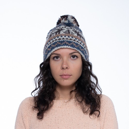 

Шапка зимняя PureWool Deer Бежево- голубой SC1008HPD