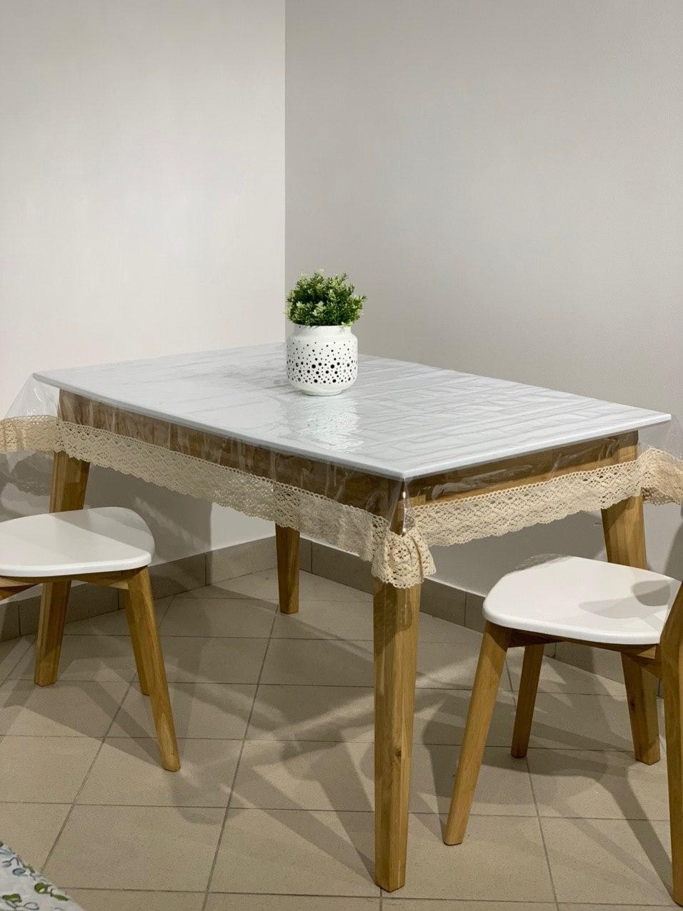 

Силиконовая Скатерть с кружевом 150x140 см Кремовый