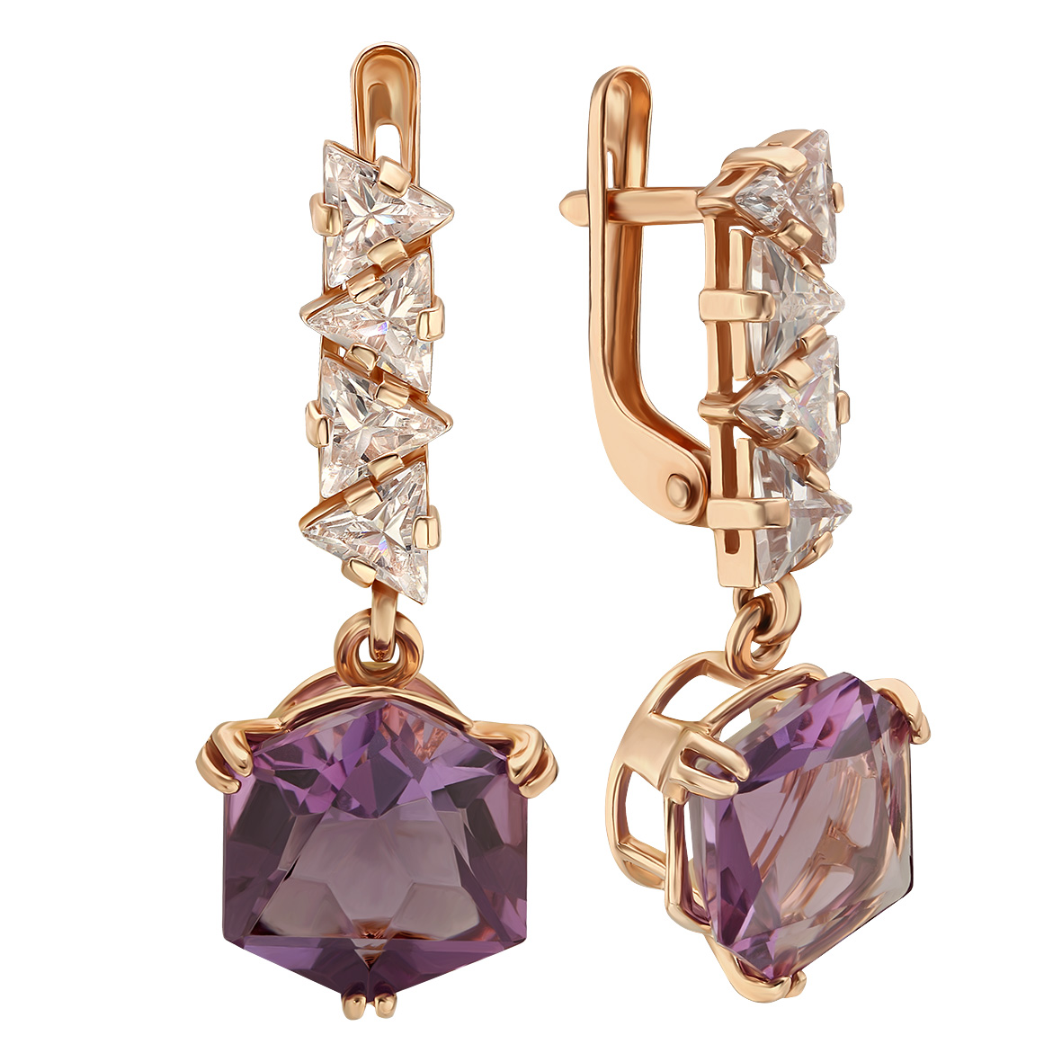 

Золотые серьги с аметистом и фианитами Tango Jewellery Company 443782