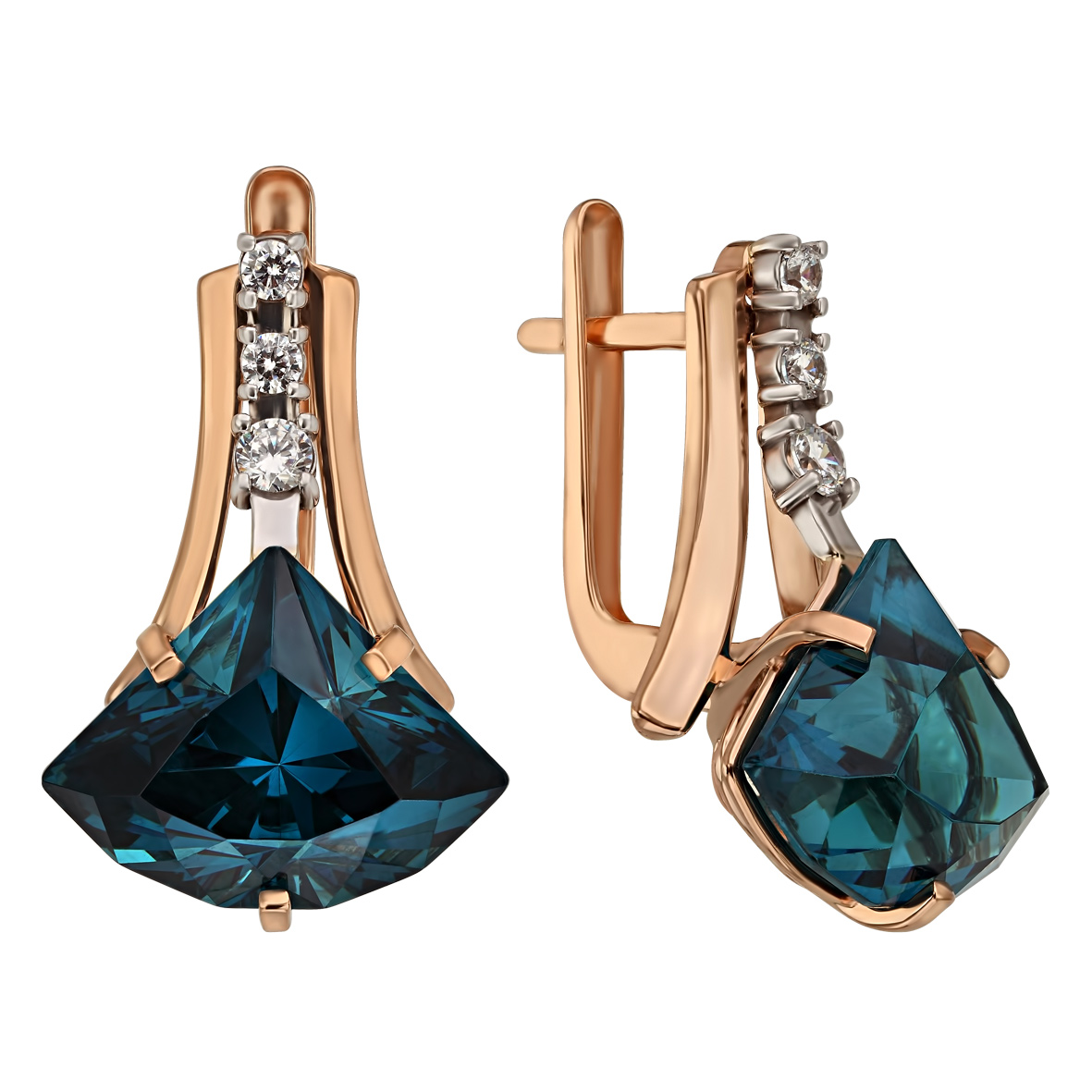 

Золотые серьги с топазом и фианитами Tango Jewellery Company 451381