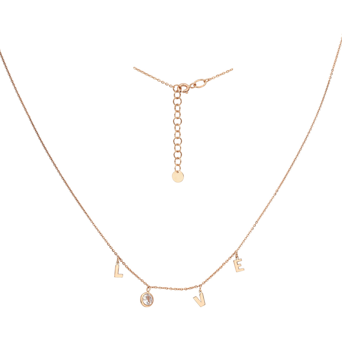 

Золотое колье Love с вставкой фианита (циркония) Tango Jewellery Company 860423 размер 450