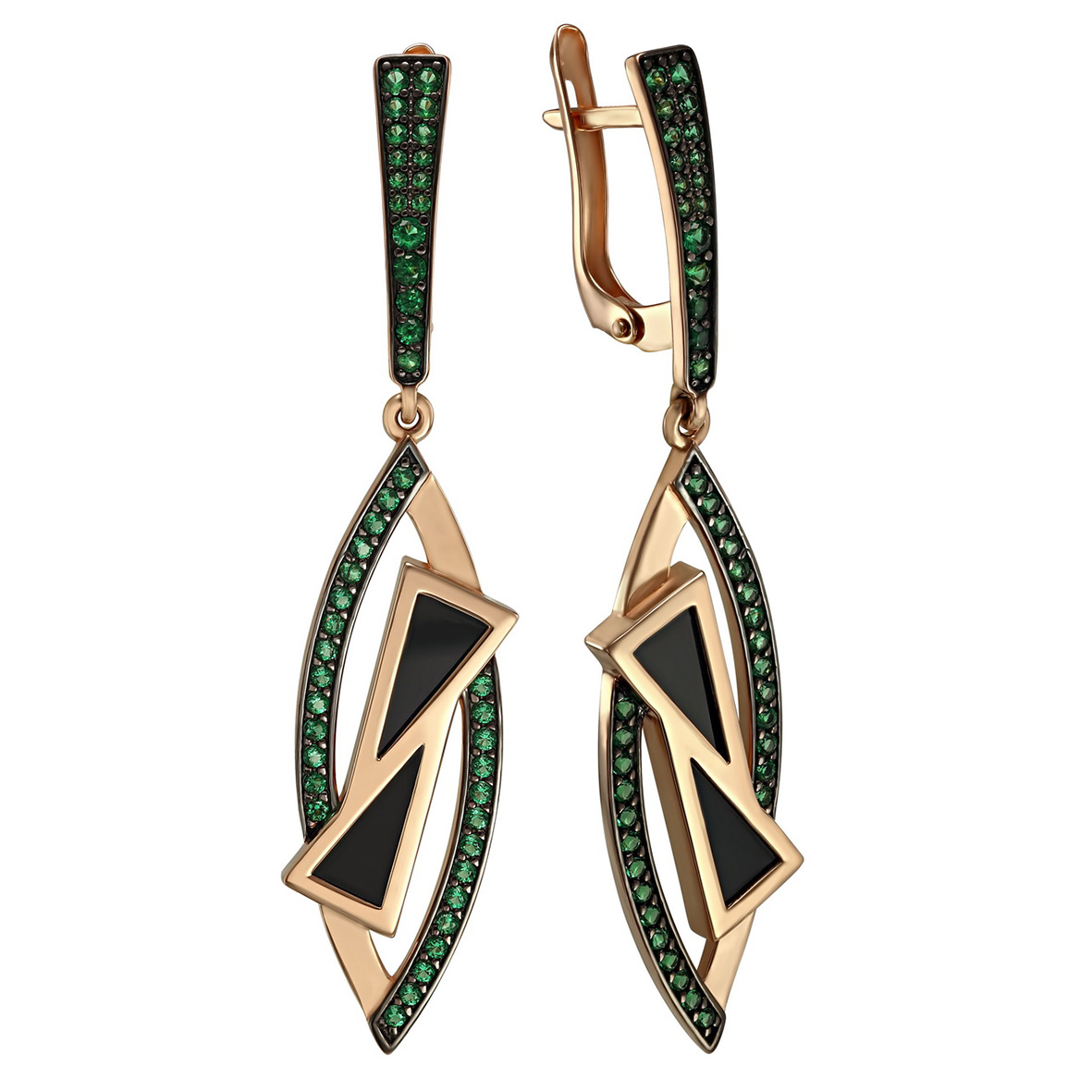 

Золотые серьги с агатом и фианитами Tango Jewellery Company 449689