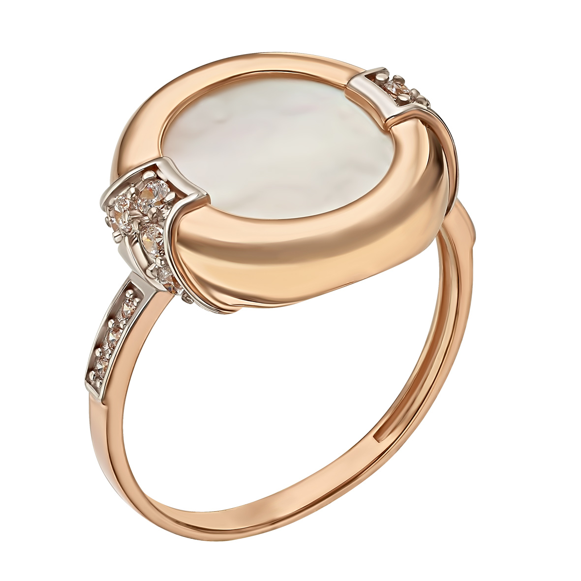 

Золотое кольцо с агатом / перламутром / бирюзой и фианитами Tango Jewellery Company 369633 размер 18.5