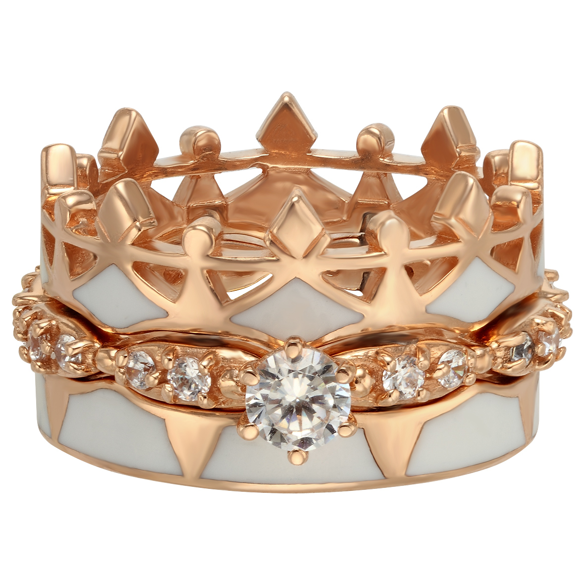 

Золотое кольцо-корона с фианитами и эмалью Tango Jewellery Company 330084Е размер 17