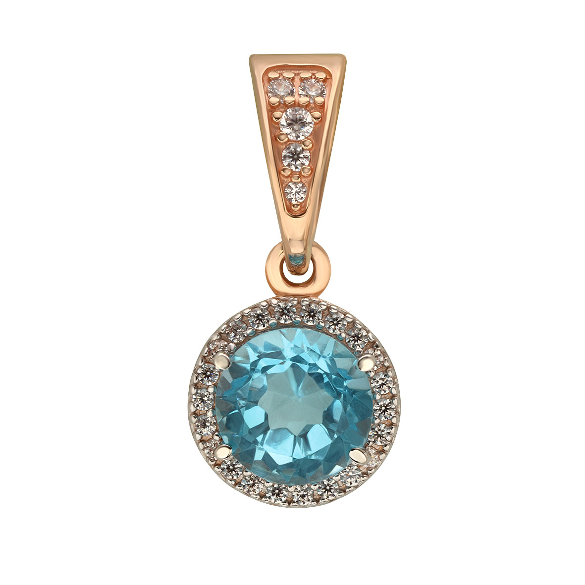 

Золотой подвес с голубым топазом и фианитами Tango Jewellery Company 181113