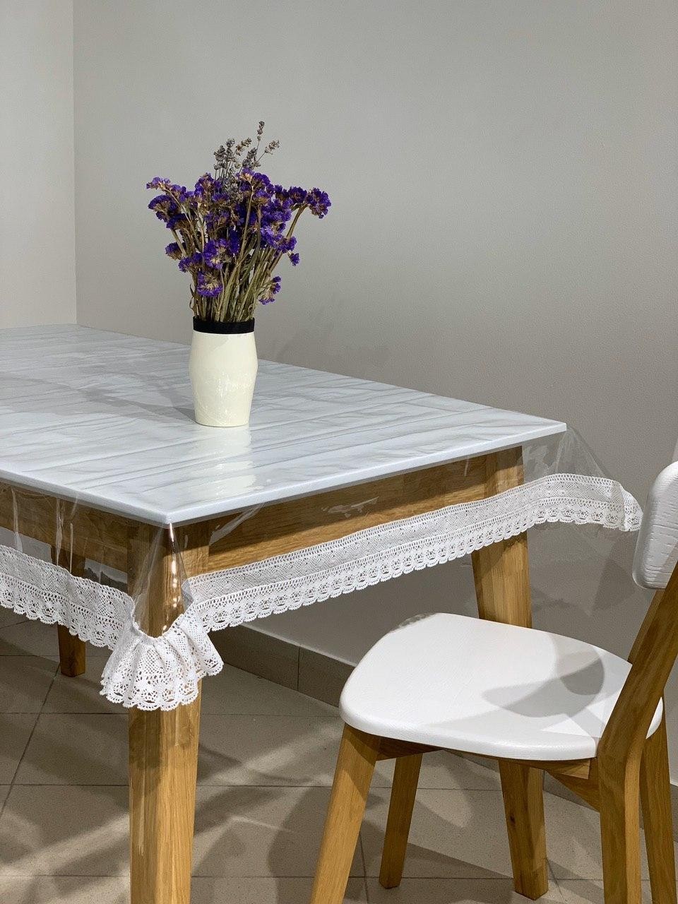 

Силиконовая Скатерть с кружевом 230х110 см Белый