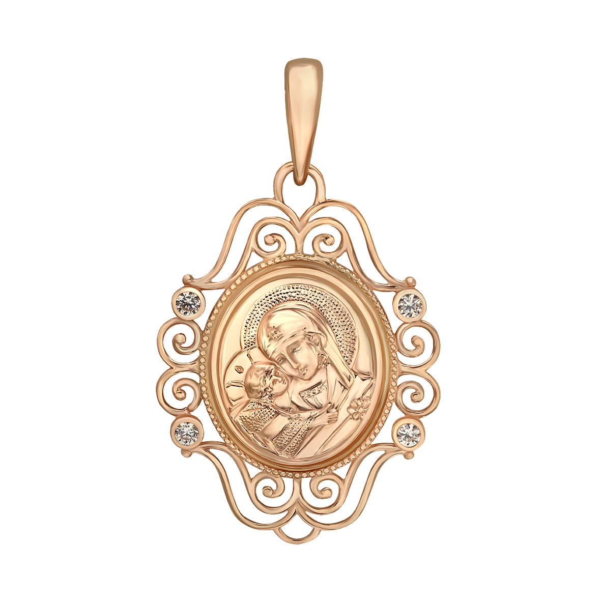 

Золотая ладанка "Владимирская икона Божией Матери" с фианитами Tango Jewellery Company 160390