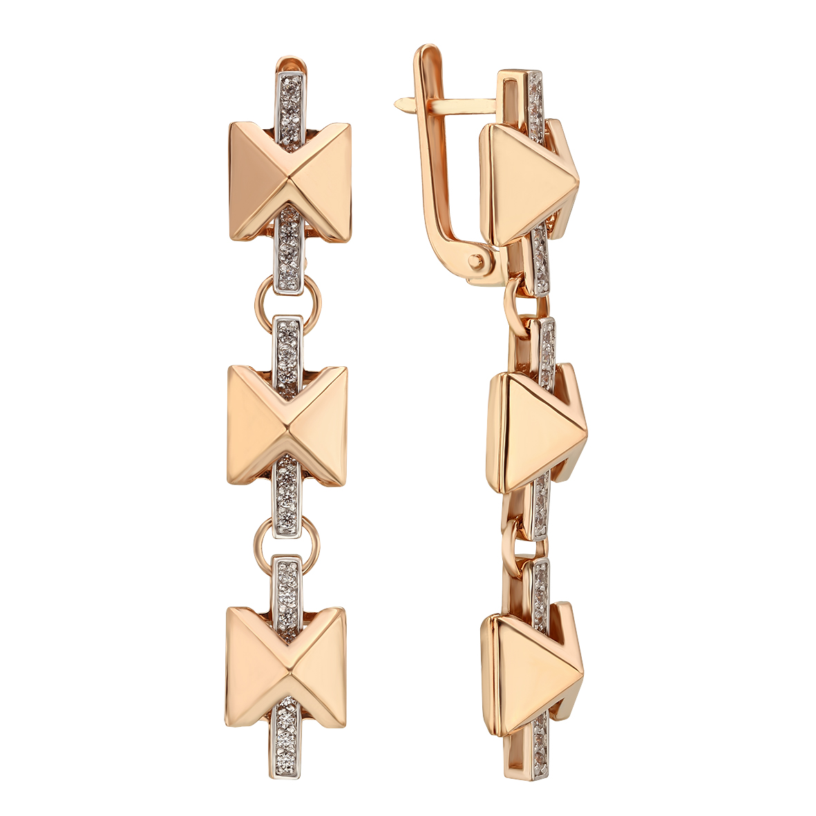 

Золотые серьги-подвески с фианитами Tango Jewellery Company 420574