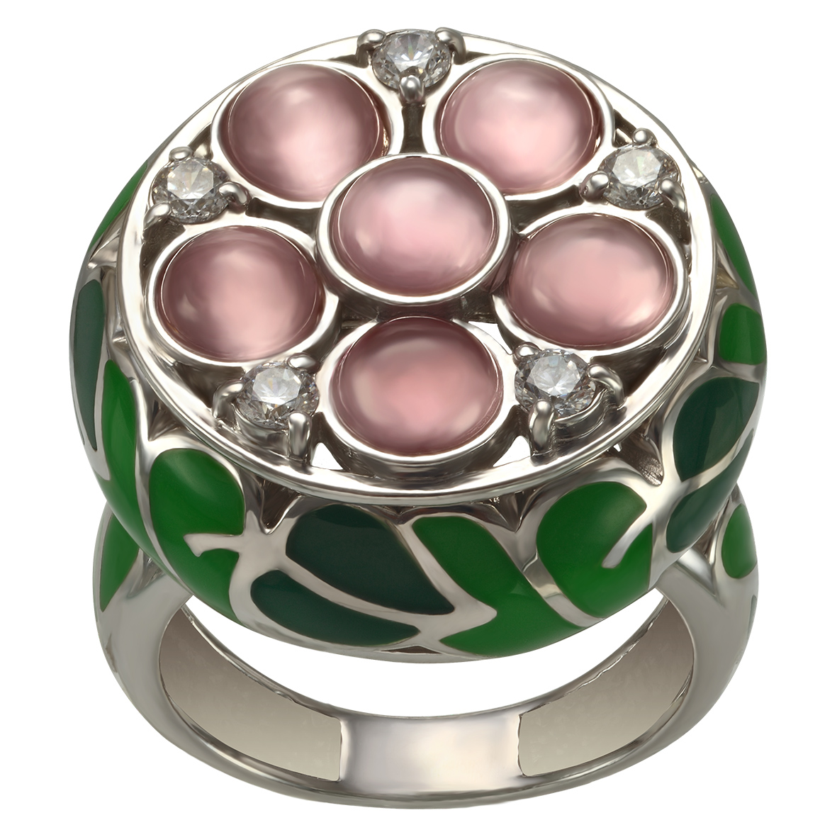 

Серебряное кольцо с фианитами, улекситами и эмалью Tango Jewellery Company 330662А размер 17
