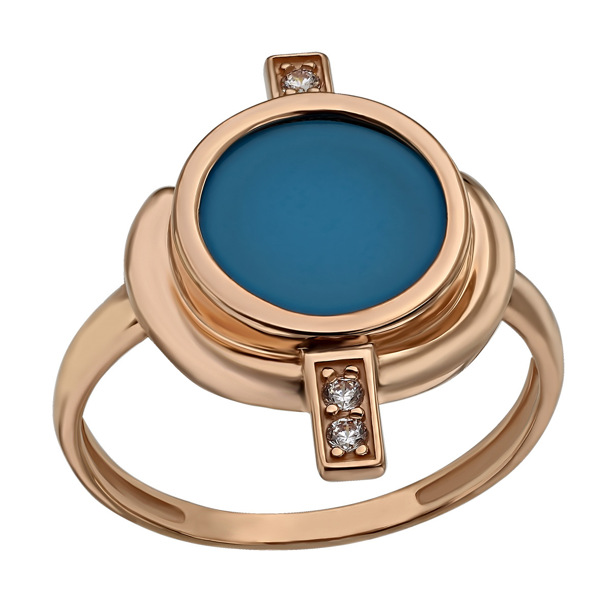

Золотое кольцо с агатом / перламутром / бирюзой и фианитами Tango Jewellery Company 369620 размер 17.5