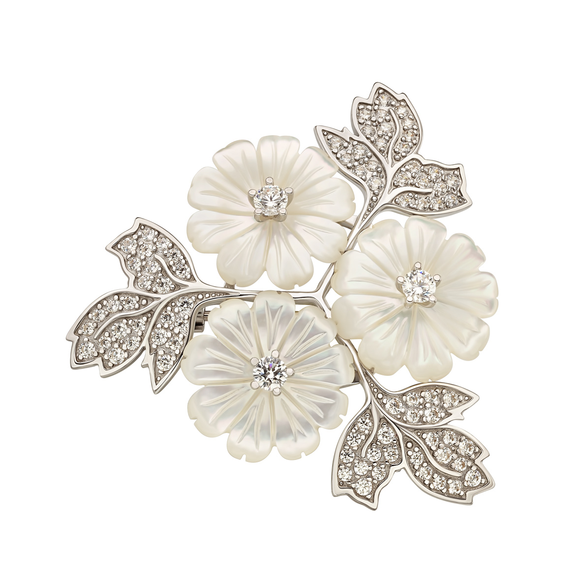 

Серебряная брошка с перламутром и фианитами Tango Jewellery Company 660154С